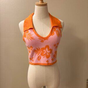 Like New Wild Fable Floral Knit Crop Sleeveless Sweater Size M
